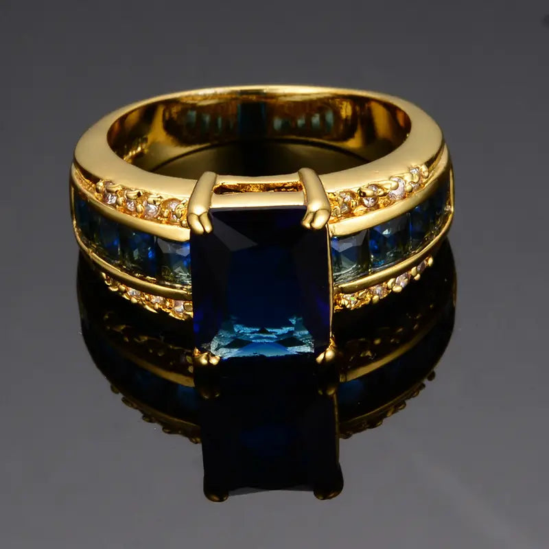 Gold Square Sapphire Ring