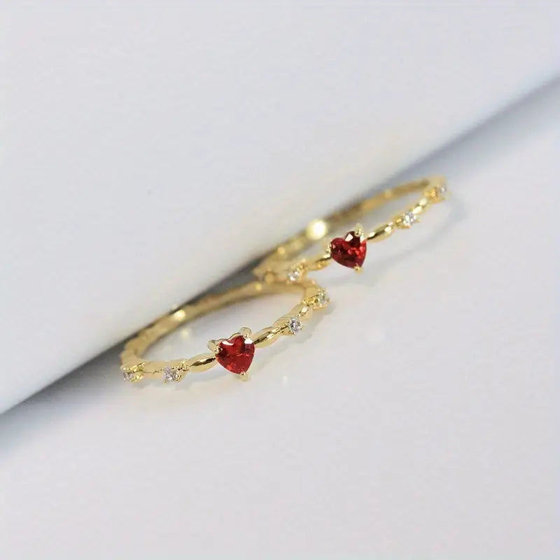 White Gold Ruby Heart Ring
