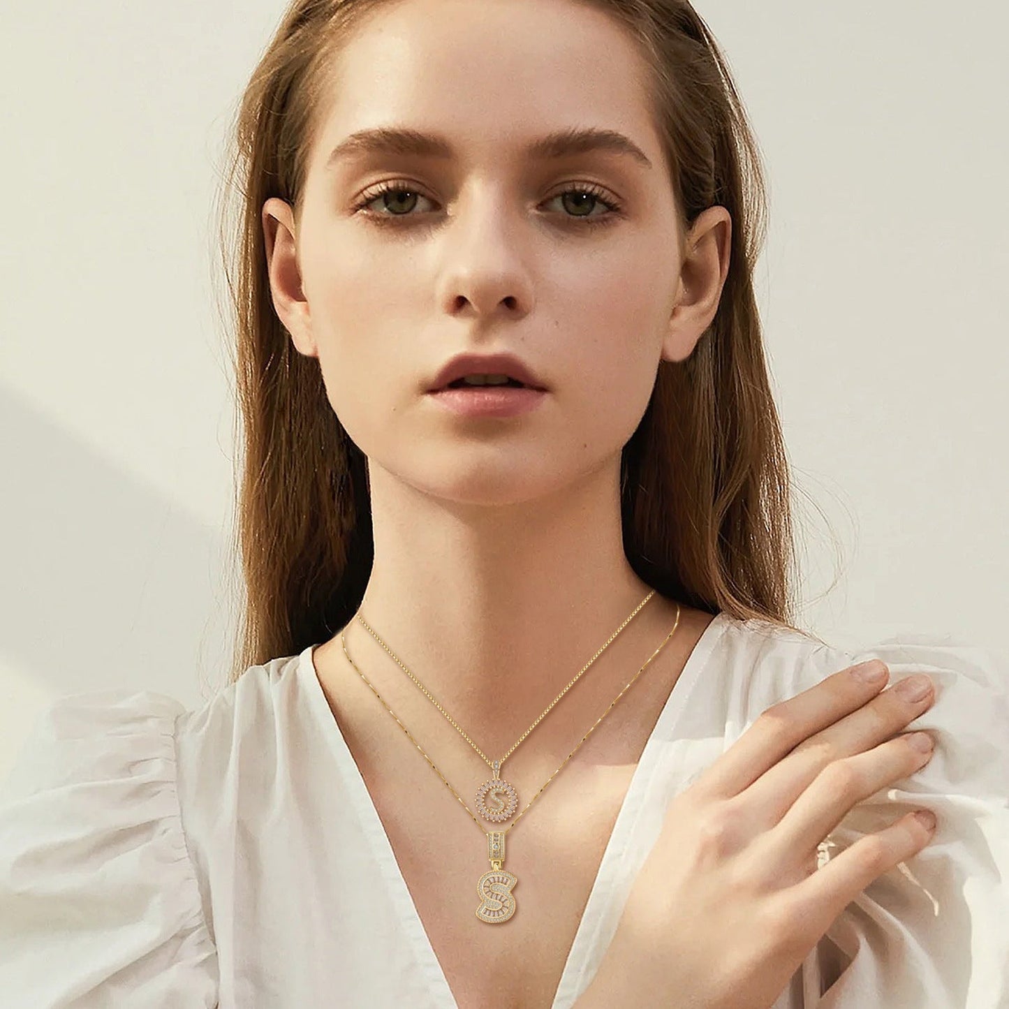 Moissanite Letter Initial Necklace (Gold)