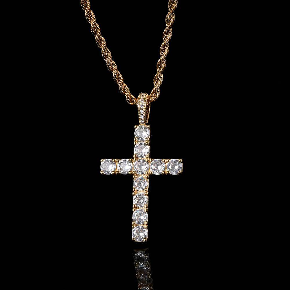 Moissanite Cross Necklace (Gold)