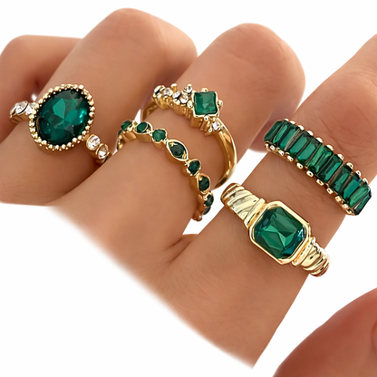 Johanna Emerald Ring Set