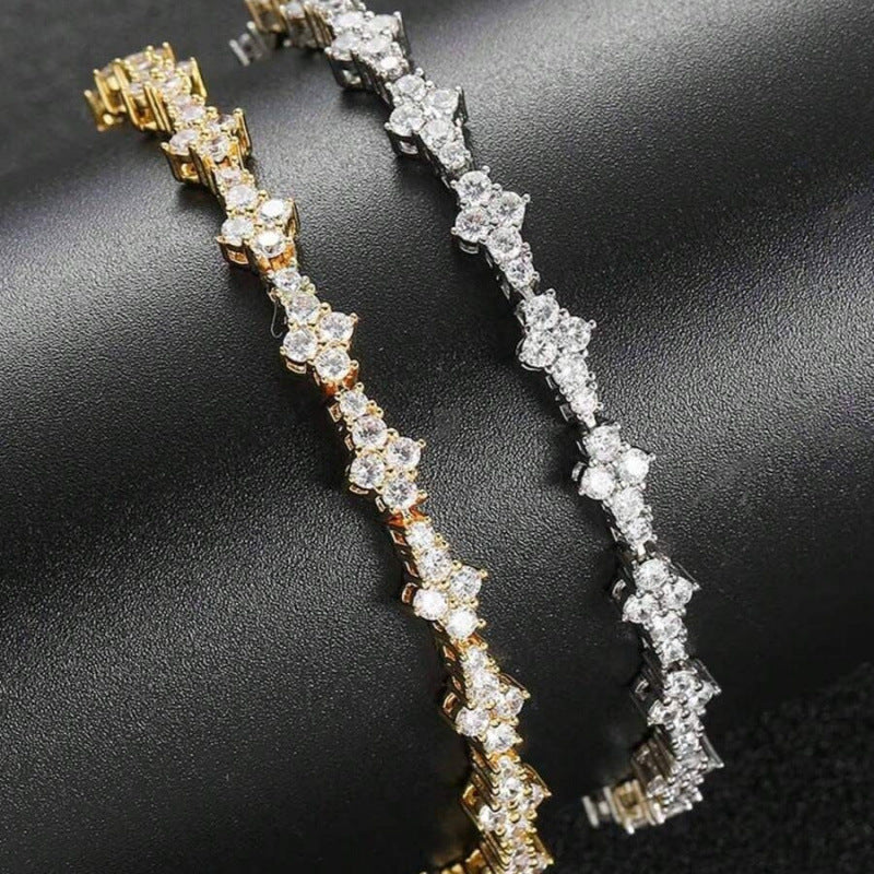 Classic Cluster Tennis Bracelet (White Gold)