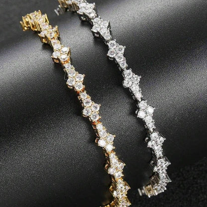 Classic Cluster Tennis Bracelet (White Gold)