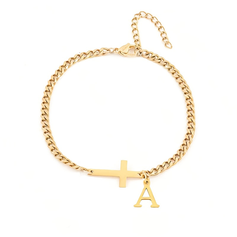 Initial Cross Bracelet