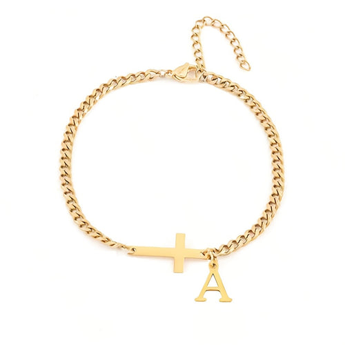 Initial Cross Bracelet