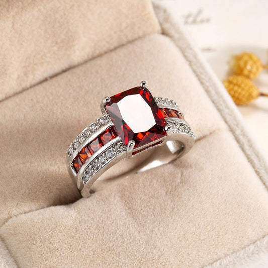 Silver Ruby Split Shank Ring
