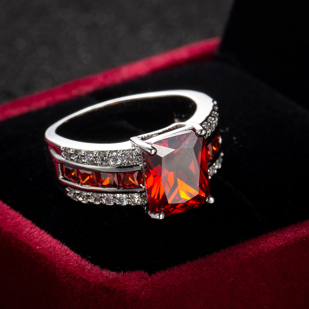 Silver Ruby Split Shank Ring
