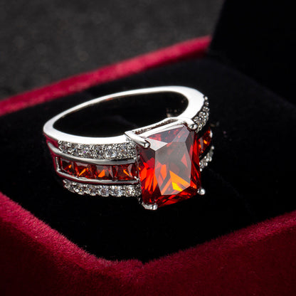 Silver Ruby Split Shank Ring