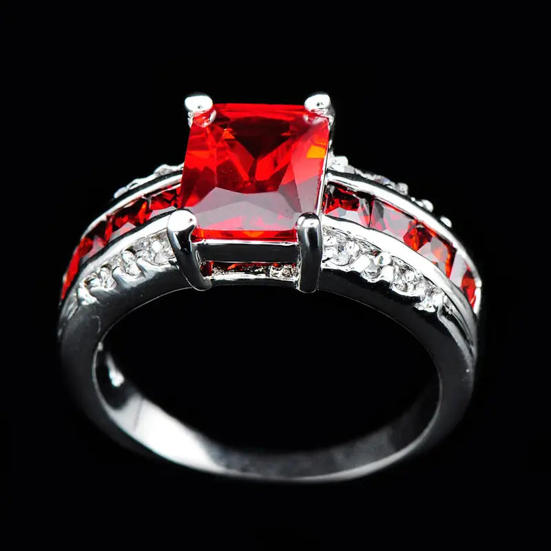 Silver Ruby Split Shank Ring