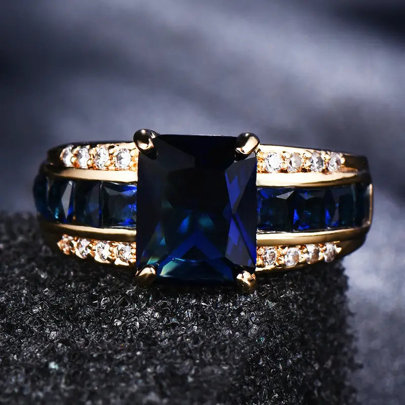 Gold Square Sapphire Ring