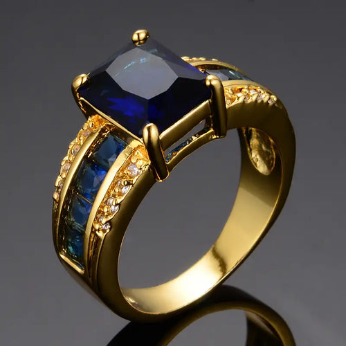 Gold Square Sapphire Ring