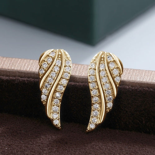 Modern Leaf Pavé Earrings