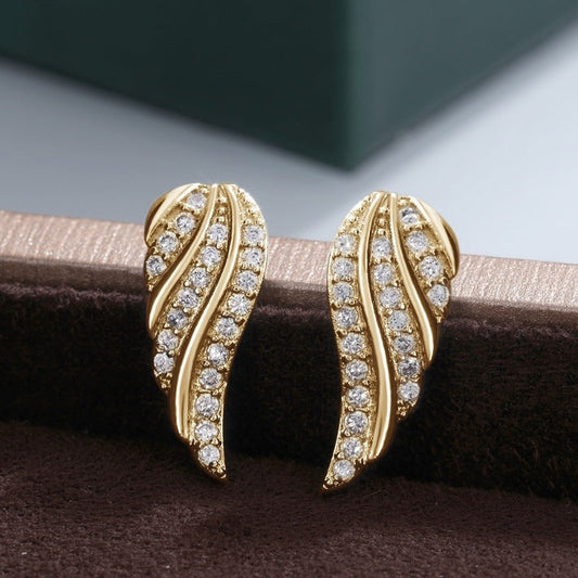 Modern Leaf Pavé Earrings