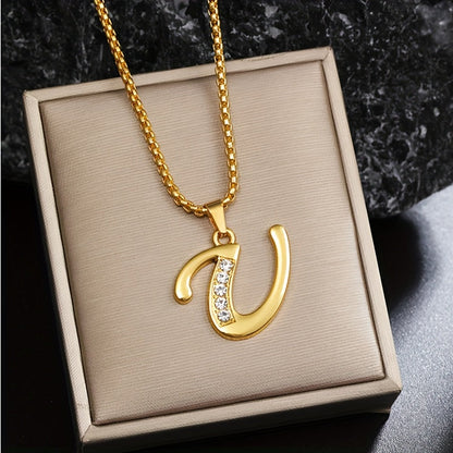 Crystal Accent Initial Necklace