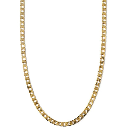 Flat Link Curb Chain Necklace (White Gold)