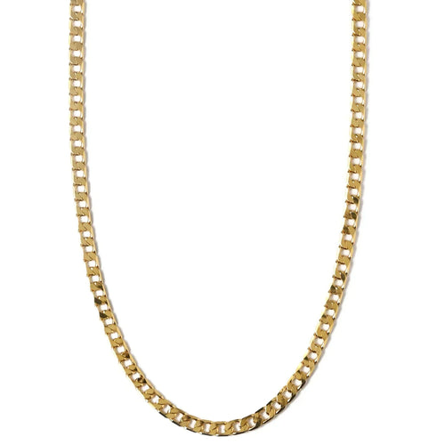 Flat Link Curb Chain Necklace (Gold)