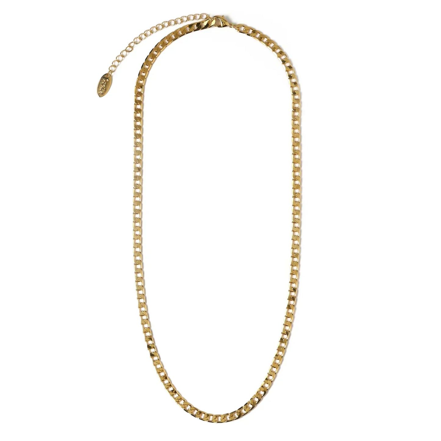 Flat Link Curb Chain Necklace (White Gold)
