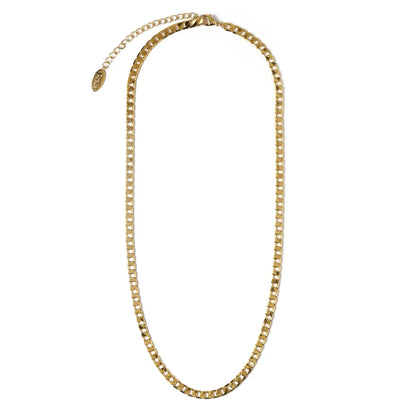 Flat Link Curb Chain Necklace (White Gold)