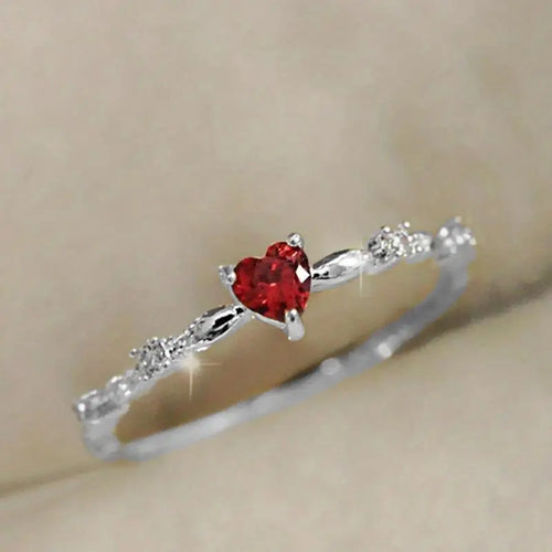 White Gold  Ruby Heart Ring