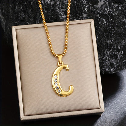 Crystal Accent Initial Necklace