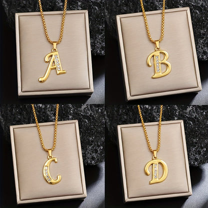 Crystal Accent Initial Necklace