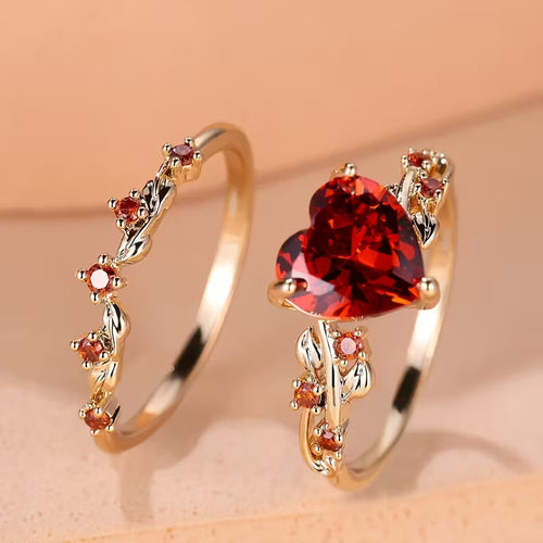 Redvine Heart Accent Ring Set