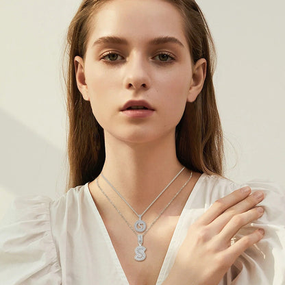 Moissanite Letter Initial Necklace (White Gold)