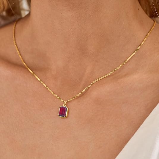 Paperclip Layered Ruby Necklace