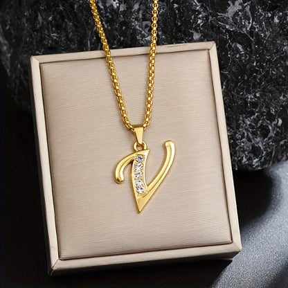 Crystal Accent Initial Necklace