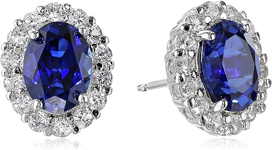 Oval White Sapphire Stud Earrings