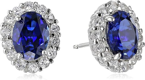 Oval White Sapphire Stud Earrings