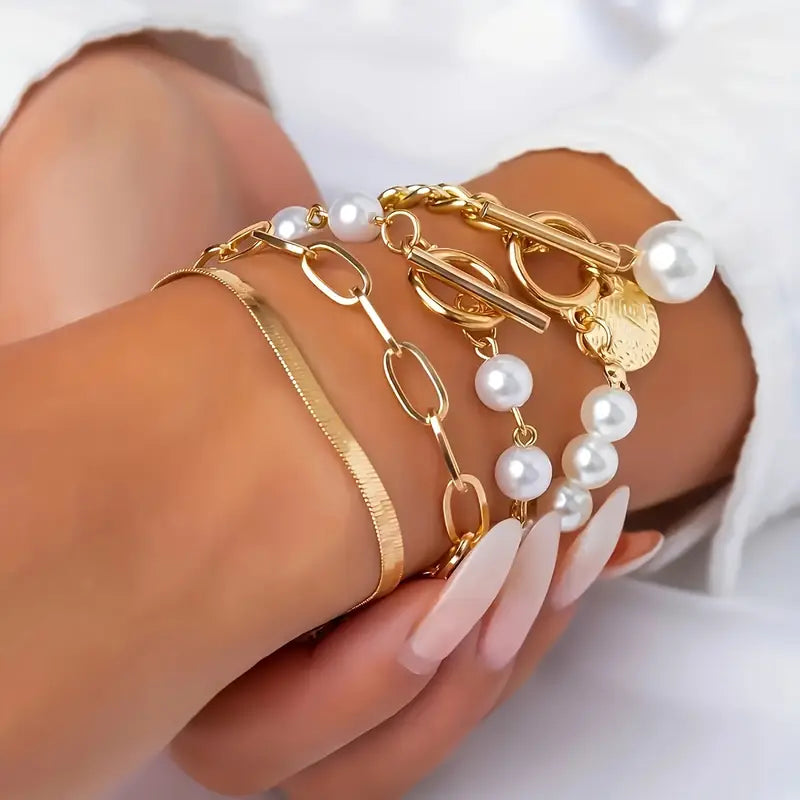 4-Piece Gold Bracelet Set