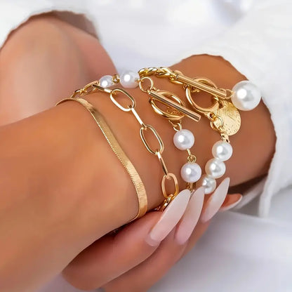 4-Piece Gold Bracelet Set