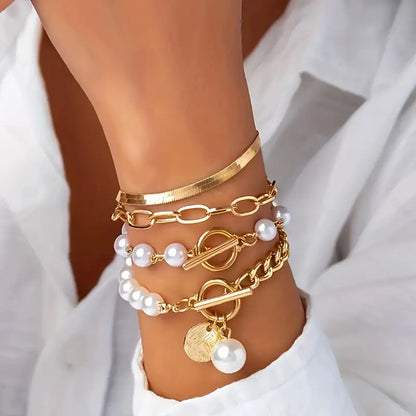 4-Piece Gold Bracelet Set