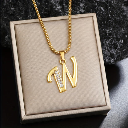 Crystal Accent Initial Necklace