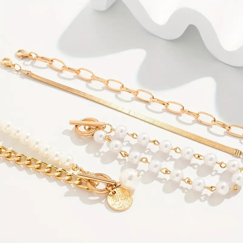 4-Piece Gold Bracelet Set