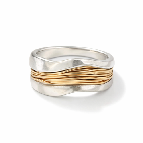 Intrecciato Silver Gold Thread Ring