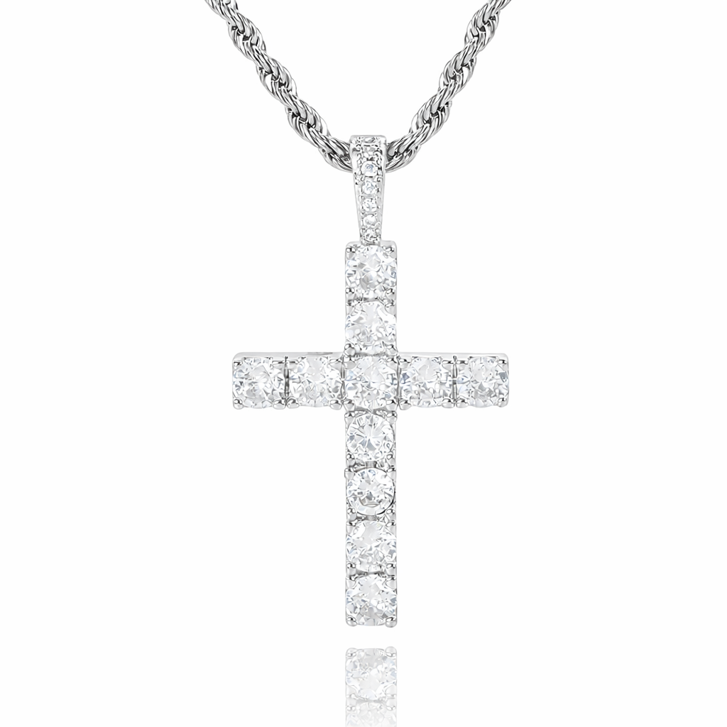 Moissanite Cross Necklace (Gold)