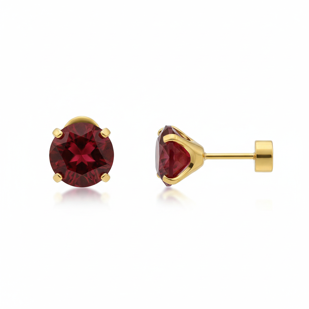 Ruby Round Stud Earrings