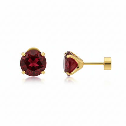 Ruby Round Stud Earrings