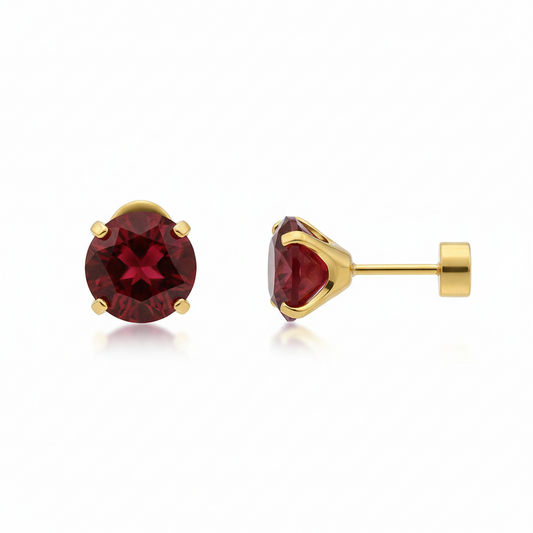 Ruby Round Stud Earrings