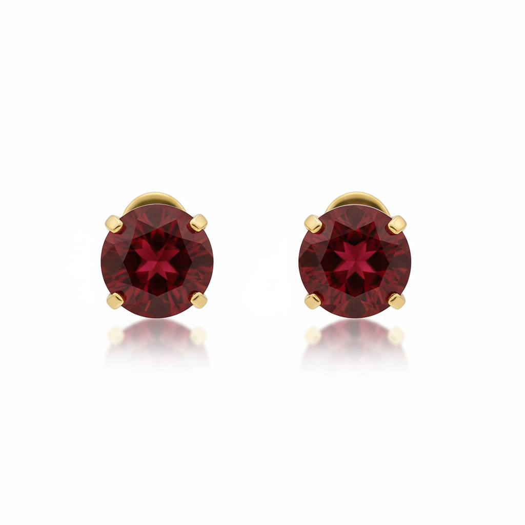 Ruby Round Stud Earrings