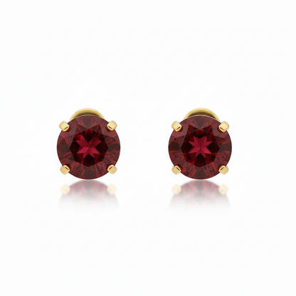 Ruby Round Stud Earrings