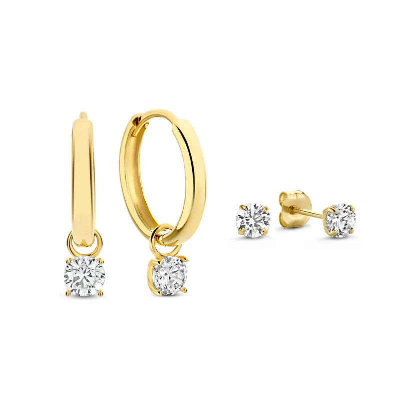 Moon Tear Stone Earrings Set