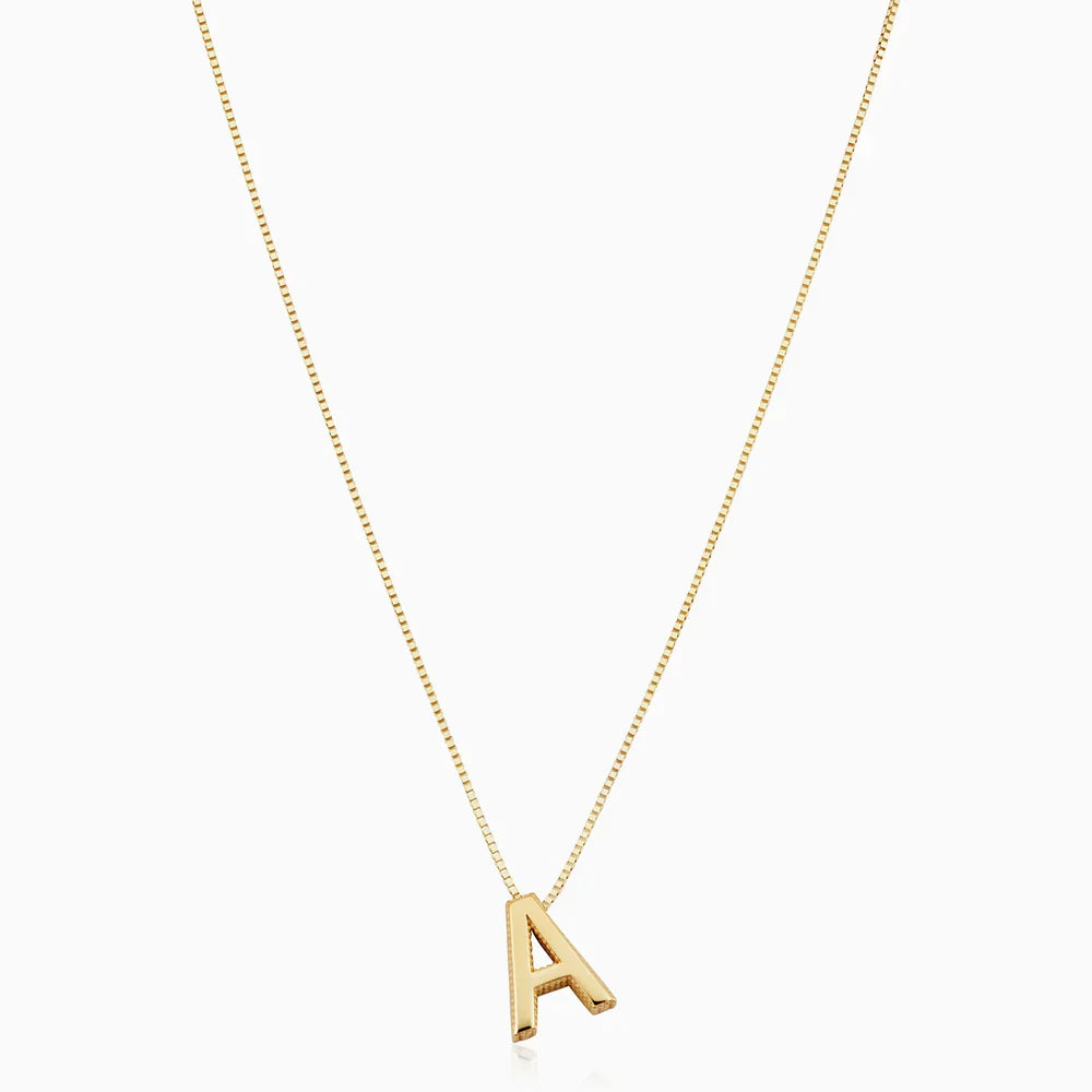 Love Letter Initial Necklace (White Gold)