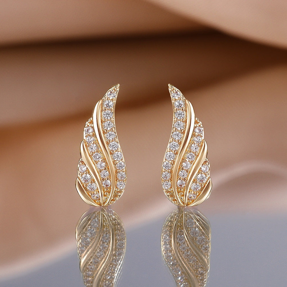 Modern Leaf Pavé Earrings