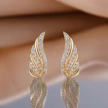 Modern Leaf Pavé Earrings