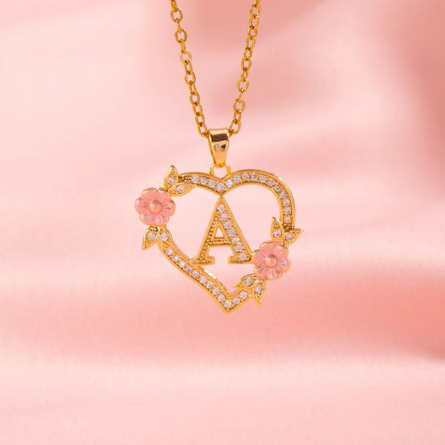 Floral Charm Initial Necklace