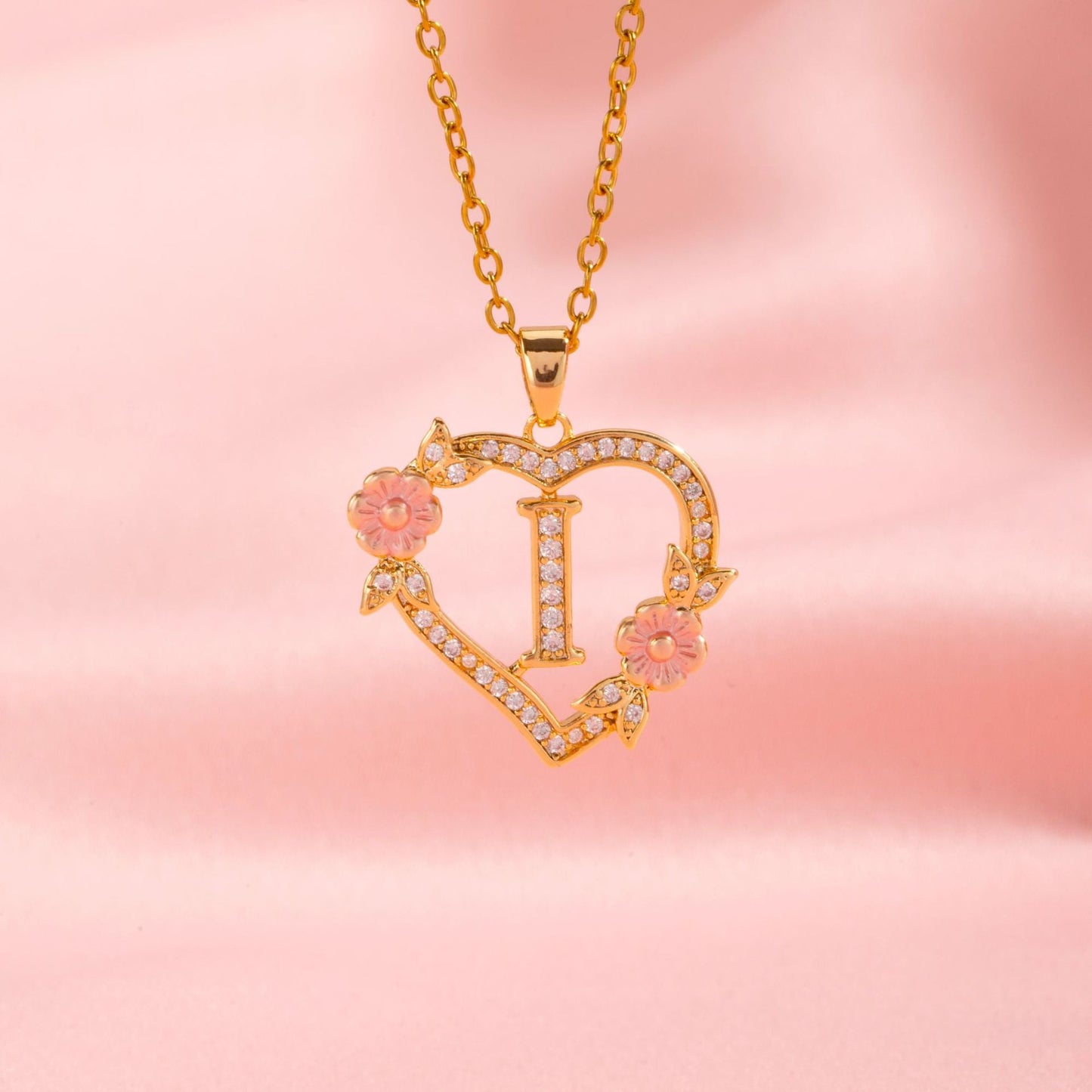 Floral Charm Initial Necklace