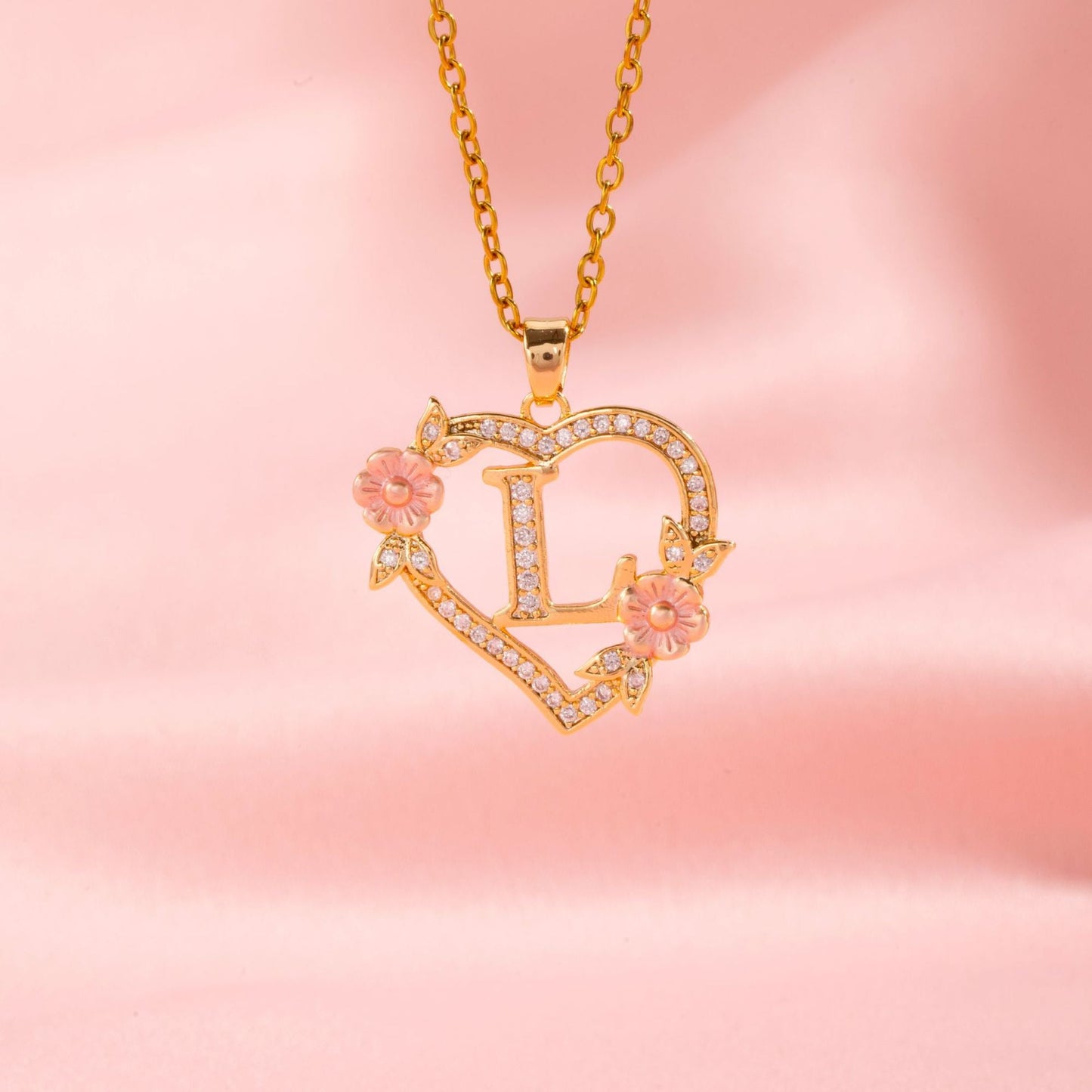 Floral Charm Initial Necklace